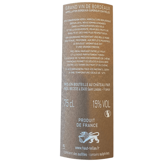 Vin Rouge Bordeaux Supérieur Château Haut Tellas 2016