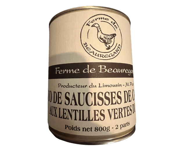 Duo de saucisses de canard aux lentilles vertes du puy 800g